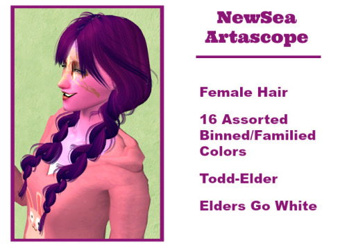 Here’s the last female hair present, a lovely braid-adjacent hair by NewSea. It comes in Remi’s natu