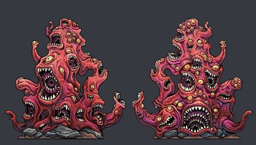 Design for a Gibbering Mouther paper miniature. The goofy ones are always so much fun.