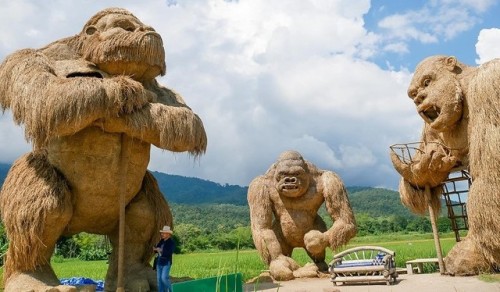 Straw King Kong statue in Thailand.