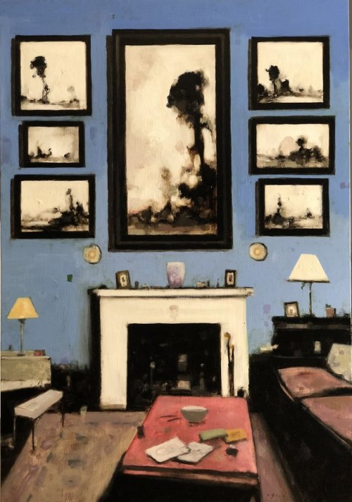 Geoffrey Johnson (American, b. 1965, Greensboro, NC, USA) - 1: Interior with Paintings, 2018  2: Int
