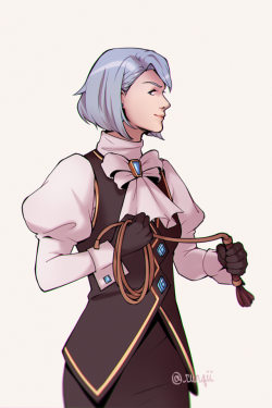 prospectkiss: runqii:   “Need I remind you!? The foolish receive no mercy…” Franziska looks startlingly mature in this picture. Though she still has a knowing smirk, it feels more bemused than malicious. I love the shading on her outfit and all