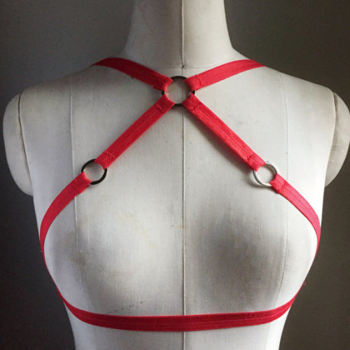 O Ring Detail Burlesque Harness Frame Bra Elastic Choose a Colour of Elastic Made to Order by DelilahBurlesque http://ift.tt/29ym3tY