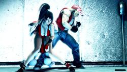 hentaiforevawork:  Mai Shiranui(Momiji) and Terry Bogard in fighting stance Animation GIF Just an quick animation test. Don’t mind the clothes clipping.  Momiji model by LordAardvark Terry model by Pipedude 