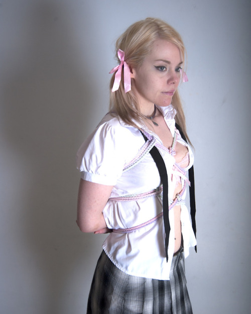 mastermhatter: @skysometimes likes being dressed up like a doll, shutting of the world and turning into plastic that I can twist turn and play with how I want.  Tied in pastel hemp www.mmhrope.com
