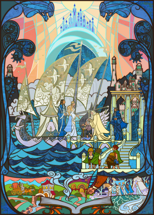 themightyglamazon: ex0skeletay: Lord of the Rings Stained Glass Illustrations by breathing2004 O