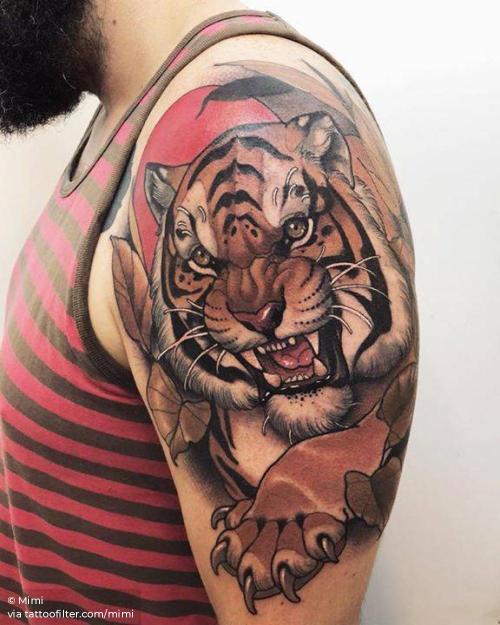 By Mimi, done in Madrid. http://ttoo.co/p/35891 animal;big;facebook;feline;mimi;neotraditional;tiger;twitter;upper arm