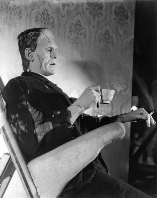 Boris Karloff Relaxing While Filming of the ‘Frankenstein’ Movies