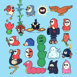 hamishmash:  I really liked Super Mario Bros 2. Here are all the enemies from it. #bringbackwart