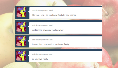 ask-sapphire-eye-rarity:  ask-applejack-apples:  Well, heh, she is a wonderful mare…  awww this is so sweet :)  <3