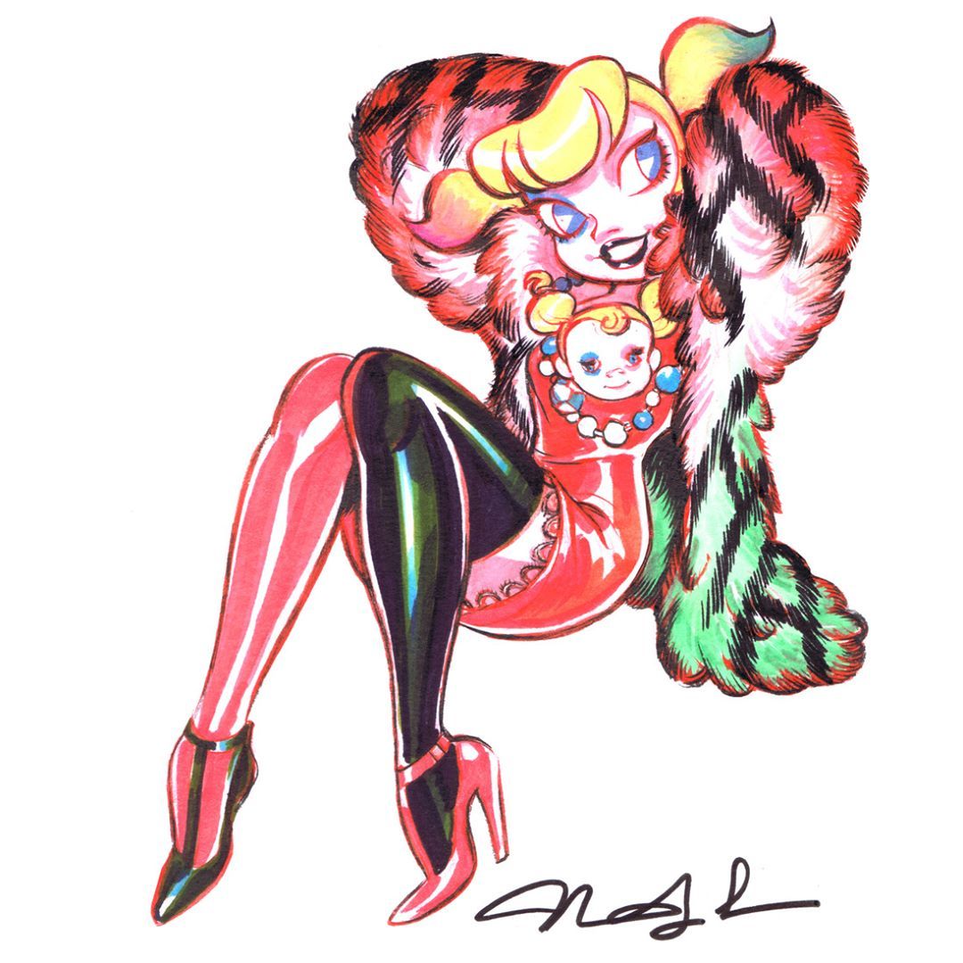 mindyleedoodles: Mini #Harleyquinn. The red brush pen was so unruly. While I love