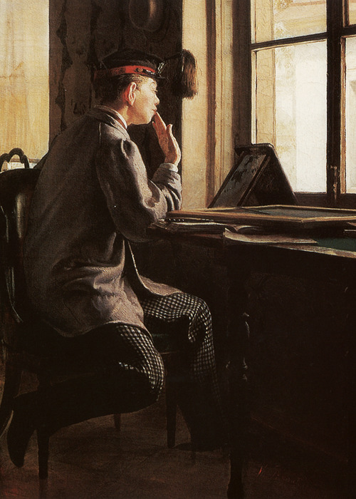 Ilya Repin, Preparation for the Examination (detail), 1864  