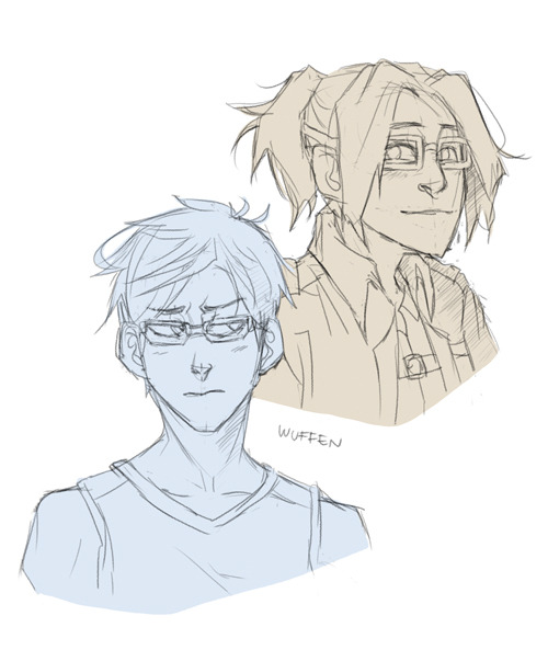 shitty day, can’t draw, but I tried Hanji (SnK) and Rei-chan (Free!) this has been a megane theme post