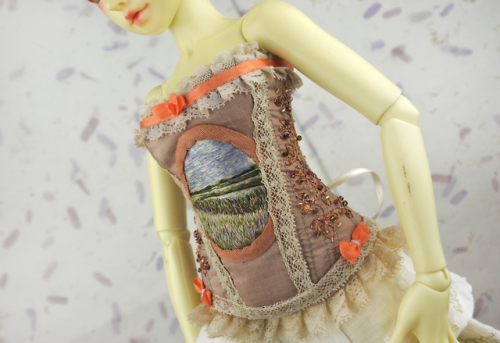 I just listed the remaining part of the new corset collection, with hand embroidered landscapes, on 