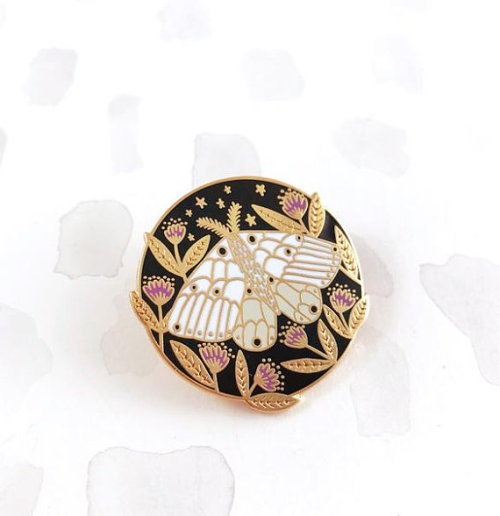 littlealienproducts:Floral Moth Pin byBonbiForest@commodore-bitchin moth friend