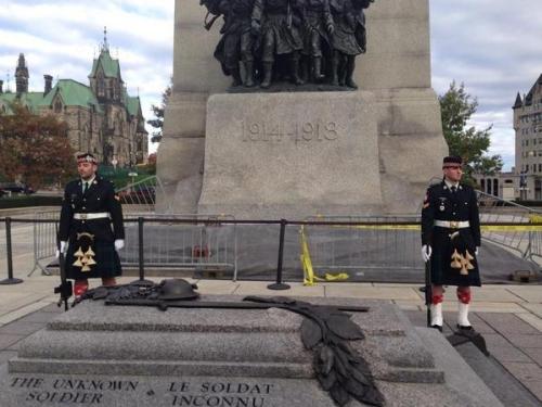 ceebee23:  Cpl. Nathan Cirillo RIP Ottawa 22 October 2014 Cpl Cirillo is on the left in the photo of the memorial …moments later he was shot.. “CBC News has confirmed the Ottawa shooting victim is Nathan Cirillo, 24, a reservist serving in Hamilton