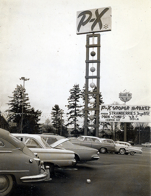 adamscoren:  P-X Supermarket, Washington, 1960’s by Roadsidepictures on Flickr.