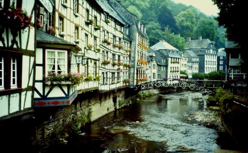 Flusssufer, Monschau, Nord Rhein-Westfalen, Deutschland, 1984.