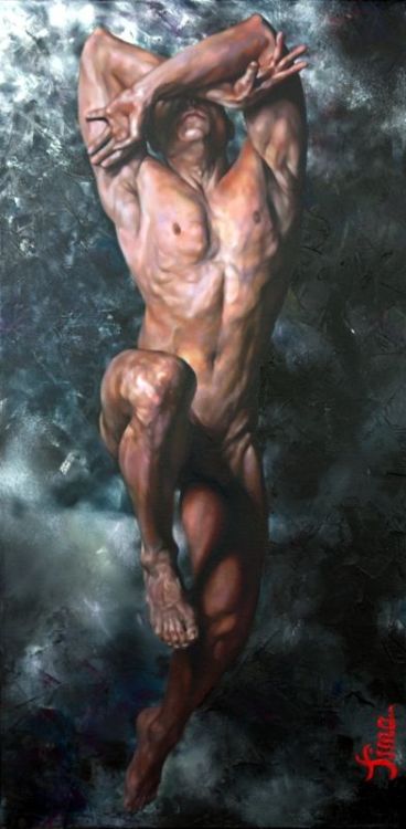 The obsolete reference to artistic nude: Adam by ValentinaSardo - Oil on Canvas