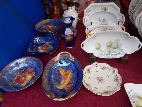 Some old things from porcellain offered for sale in flea market in the city Wroclaw, Poland.