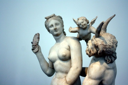 hellenicdreams:Aphrodite, Pan, and Eros.NAM, Athens, 3335: c.100 BC.Found in the ‘House of the