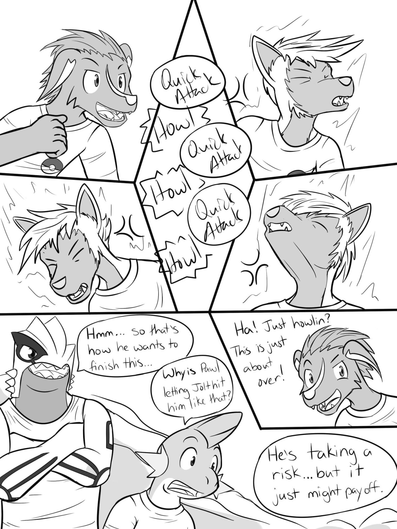 Pokemon Combat Academy, pg 40-41Pawl’s got an all or nothing strategy, who will