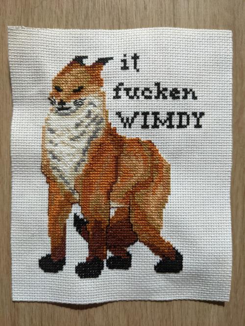 crossstitchworld:My favorite meme and first time drafting the whole pattern - it fucken WIMDY by  pa
