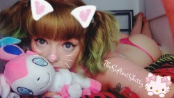thesoftestskitty:  Me and Sylveon are sleeepppy!  Taking cute photos is exhausting!  I’ll upload them soon I promise :3333 