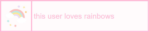 id a light pink userbox with a pastel pink border and pastel pink text that reads this user loves rainbow on the left is an image of a pastel rainbow end id