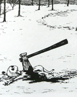 decomposion:  Art history meme (x) - 4/8 artists - Edward Gorey  But then the demon, much too soon, Returned one Sunday afternoon  