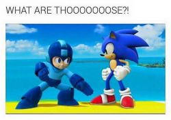 Mega Man has no chill.  #whatarethose #sonicthehedgehog