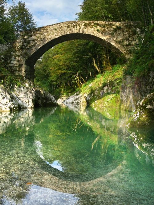 Napoleon bridge across Nadiza river / Slovenia (by Hotel Lucija).