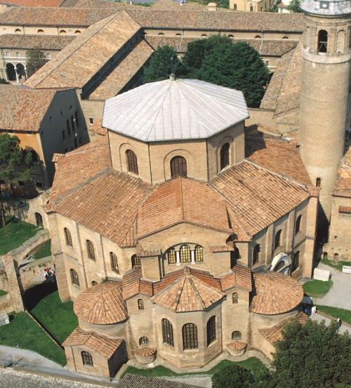 Aerial view of San Vitale, Ravenna, Italy, 526–547.