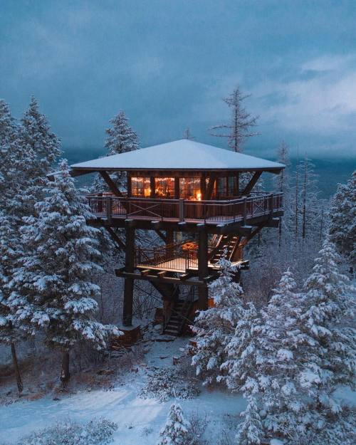 cabinporn:A private lookout tower near Whitefish,