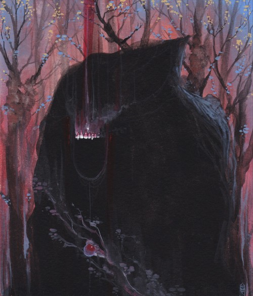 Beggar. Gouache Watercolor Painting