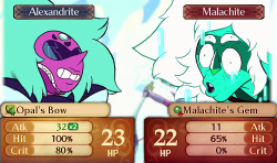 goddessshani:  Gods, Malachite is such a noob, moving a flying unit into a bow user’s range, the fuck, bet she plays on Phoenix Mode. This reference is probably too out there for anyone to get because it doesn’t make sense, but Fates and Steven Universe