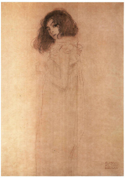 art-centric:  Gustav Klimt - drawing of a girl Flickr: http://flic.kr/p/8bcB9q 