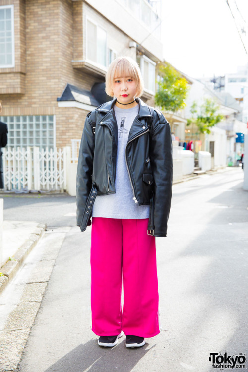 tokyo-fashion:  18-year-old rapper and student Messhi on the street in Harajuku wearing fashion from RIVERSIDEWANG, Bubbles Harajuku, and Faith Tokyo. Full Look