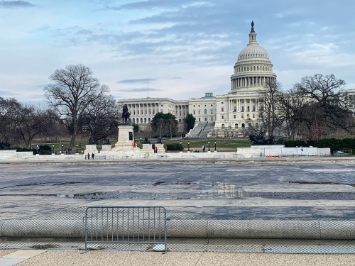 Empty Reflecting Pool and US Capitol Building, Senate wing on the left, Washington, DC, 1 February 2