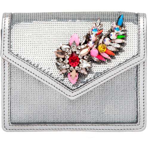 Shourouk Silver Neon Mini Sequin Clutch ❤ liked on Polyvore (see more hand bags)