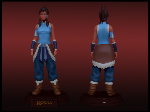masksarehot:  Amazing 3D sculpt & print Korra fanart by deviantARTist UsmanHayat Colour picture: 3D sculpt in Zbrush (turnaround is here) 3D printed figure is in white (DA links here and here) Beautiful work! Sounds like he’s planning to sand