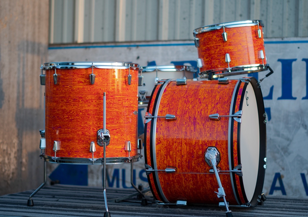 Mod Orange all Maple Gladstone kit for @philadelphiadrum ||| 14x22 9x13 16x16 ••• #modorange #candcdrums