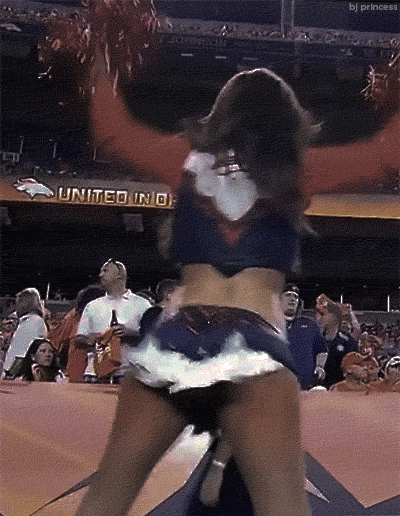 yourblowjobprincess:  Since the Beloved Broncos are playing this Sunday, I made a naughty cheerleader gif for y’all!  (&gt;‿◠)✌  Enjoy.  