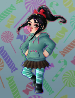 niky-art:vanellope von schweetz from wreck it ralph  🍭 🍬  