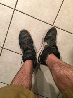 usatrackieguy:  When you have a chance to wear your roommates gross and hot Nikes.