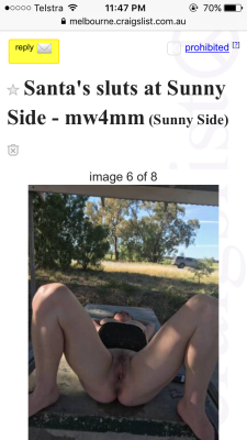 shedsnotbigenough:  Christmas is coming early for my slut  Sunny side beach Sunday 24 @ 1:30 pm in afternoon we will be there  Looking for guys to join us and fuck her