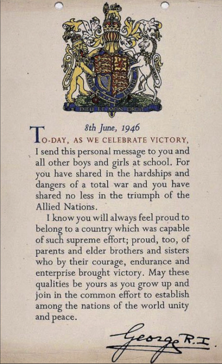 your-instructions-from-moscow: Letter from King George VI to British schoolchildren, 8 June 1946