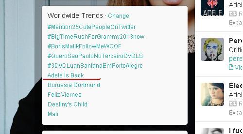 adkins-dream:  OMFG Adele is back is trending!!! Take that bitches! 