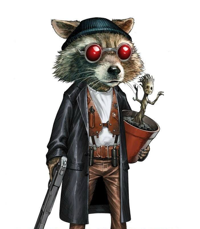 dirtymindedpeopleareawesome:  leonsringtrick:  Rocket Racoon &amp; Groot: Leon