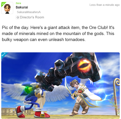 challengerapproaching:  Pic of the Day for March 26th!  A brand new item hits the scene!  This particular item was a favorite amongst melee fighters in Kid Icarus: Uprising.  Seems like fun!