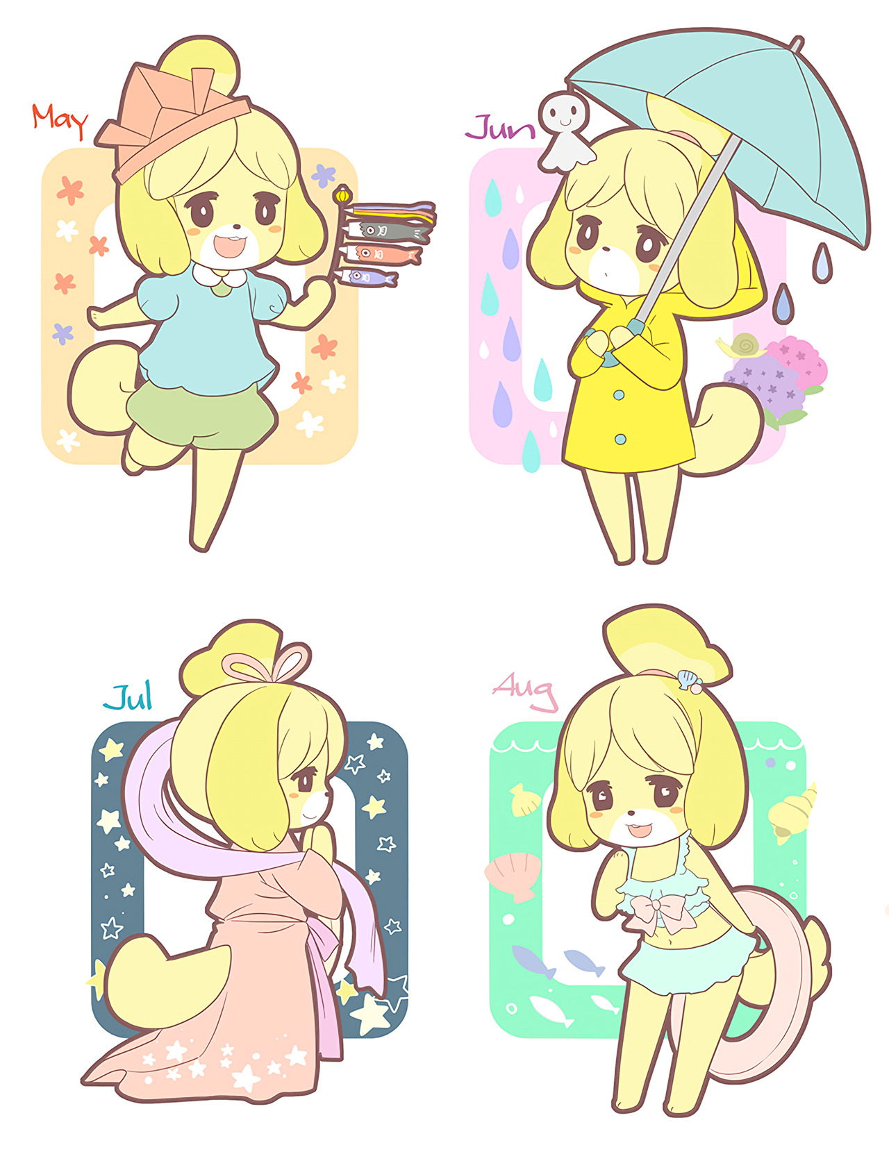acnl-claytown:  “One Isabelle For Each Month”, by shirokuro buti all 12 of these